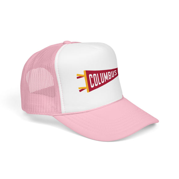 Columbus, Ohio Pennant Trucker Hat — Retro Flag Foam Cap