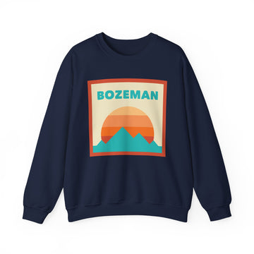 Buy navy Retro Bozeman, Montana Sweatshirt, Mountain Sun Design, Unisex Crewneck, Gift for Outdoorsy Friends, Vintage Bozeman, Montana Jumper