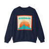 Retro Bozeman, Montana Sweatshirt, Mountain Sun Design, Unisex Crewneck, Gift for Outdoorsy Friends, Vintage Bozeman, Montana Jumper