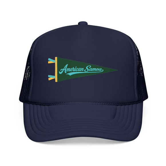 American Samoa National Park Pennant Trucker Hat — Vintage Foam Mesh Cap