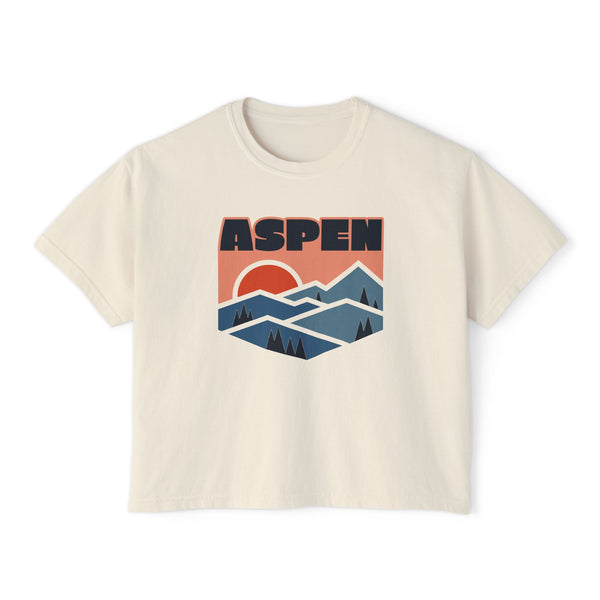 Women's Aspen, Colorado Boxy Graphic Tee - Slightly Cropped