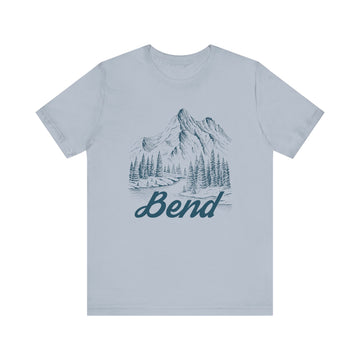 Buy light-blue Bend, Oregon Graphic Tee - Mountain Illustration Bend T Shirt