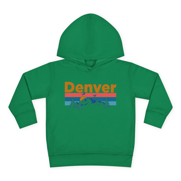 Denver Toddler Hoodie - Retro Mountain Sun Unisex Denver Toddler Sweatshirt