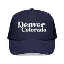 Kids Denver, Colorado Trucker Hat Foam - Youth Snapback Cap on white background