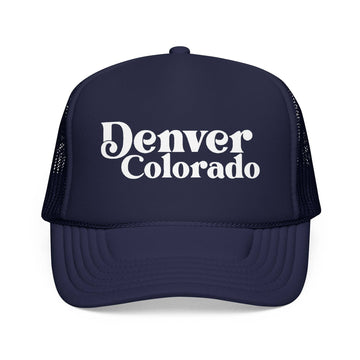 Kids Denver, Colorado Trucker Hat Foam - Youth Snapback Cap on white background
