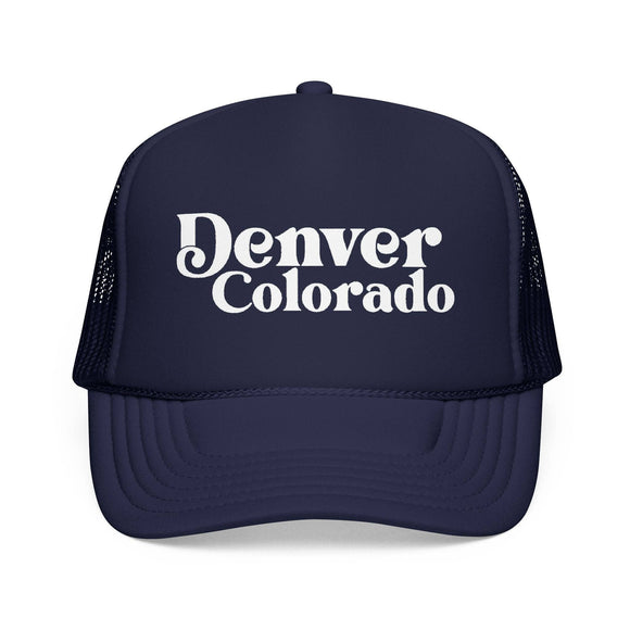 Kids Denver, Colorado Trucker Hat Foam - Youth Snapback Cap on white background