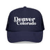 Kids Denver, Colorado Trucker Hat Foam - Youth Snapback Cap on white background