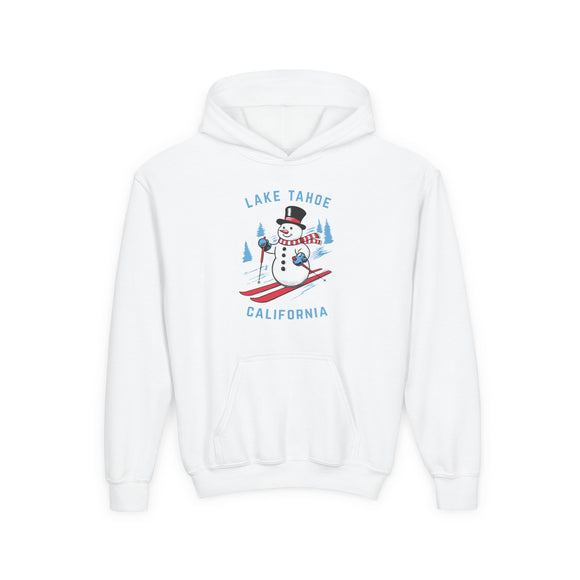 Lake Tahoe, California Youth Hoodie - Skiing Snowman Kids Lake Tahoe Hooded Sweatshirt