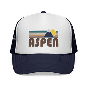 Buy dark-navy Aspen, Colorado Retro Mountains Trucker Hat - Vintage Style Aspen Cap