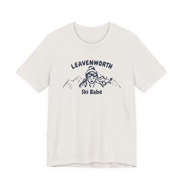 Buy vintage-white Leavenworth, Washington Ski Babe T‑Shirt - Retro Skiing Graphic Tee