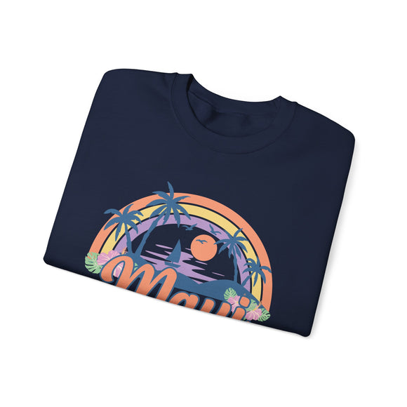 Maui, Hawaii Sweatshirt - Unisex Retro Beach Crewneck Maui Sweatshirt
