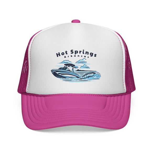 Hot Springs, Arkansas Wakeboard Boat Trucker Hat