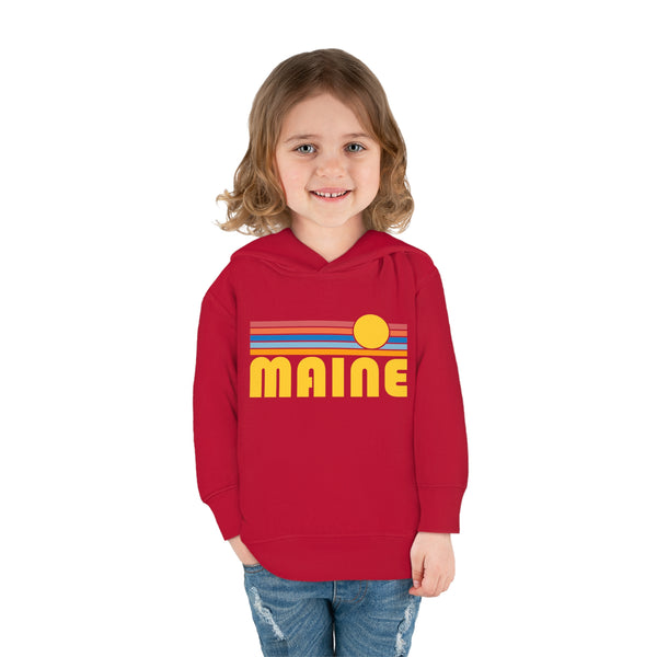 Maine Toddler Hoodie - Retro Sunrise Unisex Maine Toddler Sweatshirt