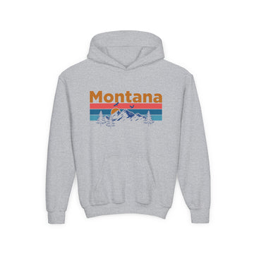 Buy sport-grey Montana Youth Hoodie - Mountain Sunset Montana Youth Sweatshirt