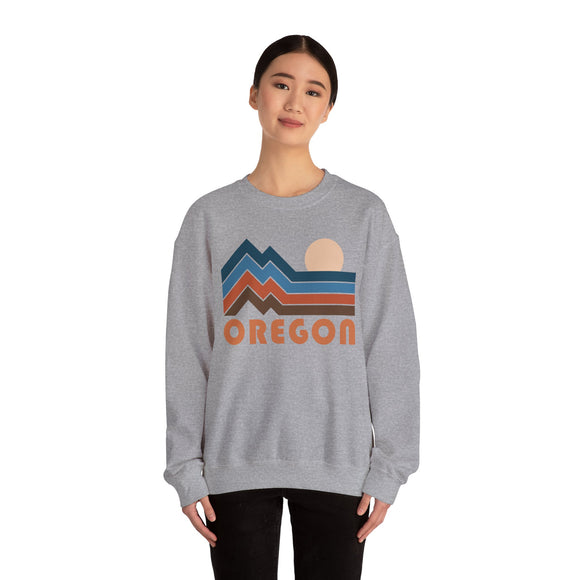 Oregon Sweatshirt Retro Mountains, Oregon Unisex Graphic Crewneck