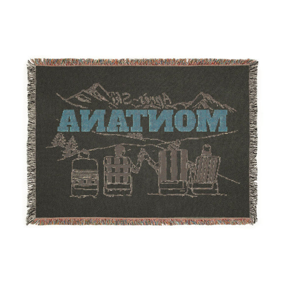Montana Ski Town Throw Blanket | Mountain Woven Blanket