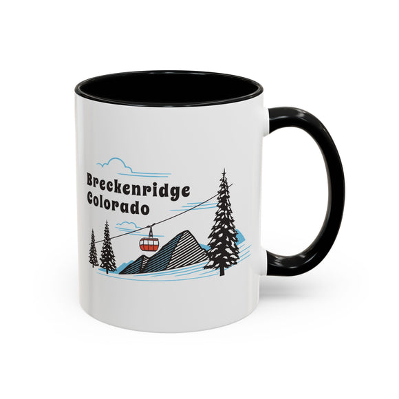 Breckenridge, Colorado Retro Snow Skiing Mountain 11 oz Mug, Ski Lodge Decor Coffee Cup, Mountain Gondola  Lover Gift, Retro Skiing Mug