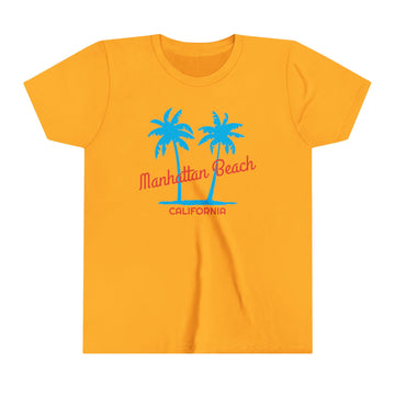 Buy gold Manhattan Beach, California Youth Shirt - Retro Palm Tree Manhattan Beach Kid's T-Shirt