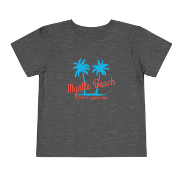 Buy dark-heather-grey Myrtle Beach, South Carolina Toddler T-Shirt - Retro Palm Tree Toddler Myrtle Beach Shirt