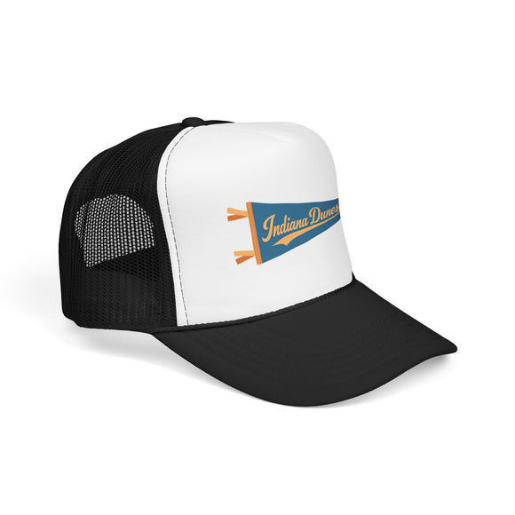 Indiana Dunes National Park Pennant Trucker Hat — Vintage Foam Mesh Cap