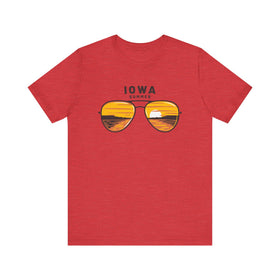 Buy heather-red Iowa T Shirt - Sunglasses Lake Graphic Iowa Tee