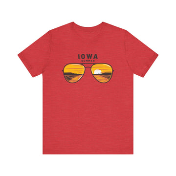 Buy heather-red Iowa T Shirt - Sunglasses Lake Graphic Iowa Tee