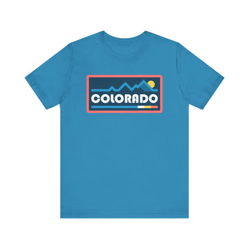 Buy aqua Colorado T Shirt - Retro Graphic Colorado Tee - Mountain Box Patch