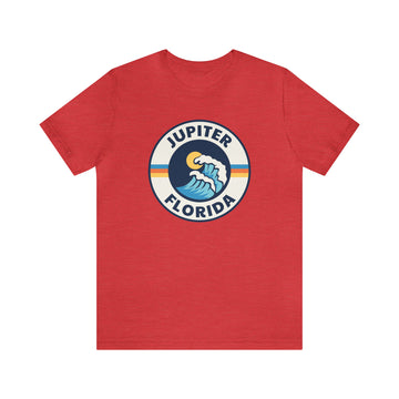Buy heather-red Jupiter, Florida T-Shirt - Retro Unisex Jupiter Shirt - Wave Circle