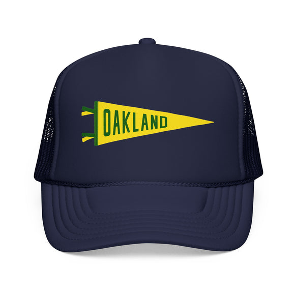 Oakland, California Pennant Trucker Hat — Retro Flag Foam Cap