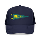 Sarasota, Florida Pennant Trucker Hat — Retro Flag Foam Cap-1