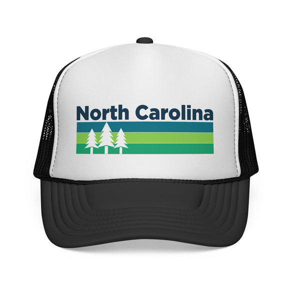 North Carolina Retro Trees Trucker Hat - Vintage Style North Carolina Cap
