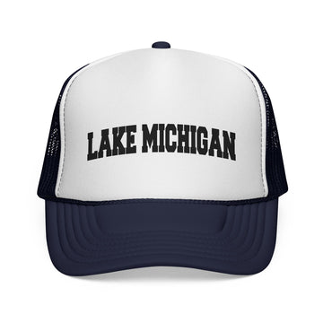 Buy dark-navy Lake Michigan Retro Collegiate Style Trucker Hat