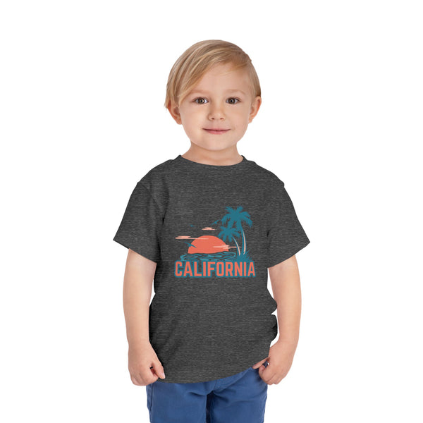 California Toddler T-Shirt - Retro Palm Tree Unisex Toddler California Shirt