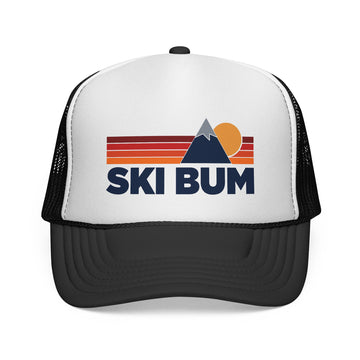 Ski Bum Retro Mountains Trucker Hat - Vintage Style Ski Bum Cap - 0
