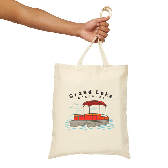 Grand Lake, Colorado Pontoon Boat Canvas Tote Bag - 15" x 16"