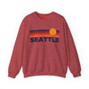 Seattle, Washington Sweatshirt Retro Sun Unisex - Seattle Vintage Inspired Warm Pullover Jumper