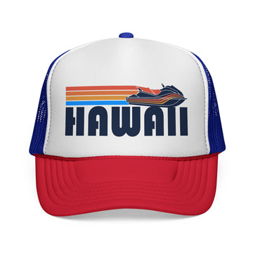 Hawaii Retro PWC Boating Trucker Hat - Vintage Style Hawaii Cap