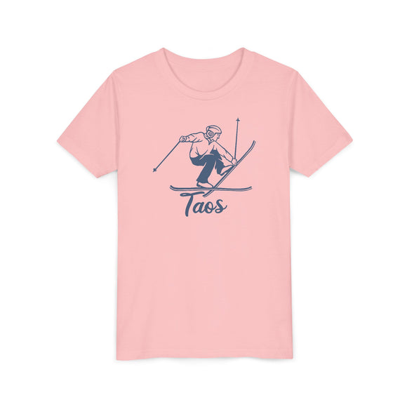 Taos, New Mexico Youth Vintage Snow Ski Graphic Tee - Kids Taos T Shirt