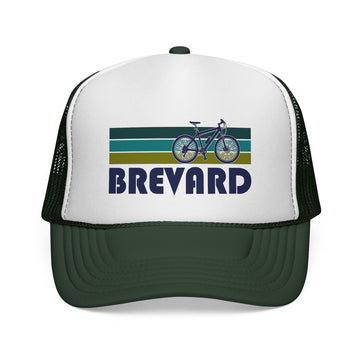 Buy dark-green Brevard, North Carolina Retro Bike Trucker Hat - Vintage Style Brevard Cap