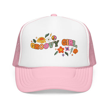 Buy light-pink-white Groovy Girl Trucker Hat Boho