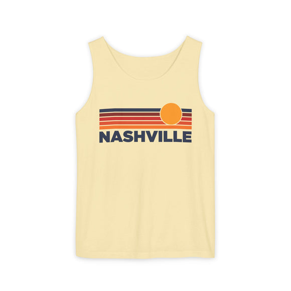 Nashville, Tennessee Retro Sunstripe Tank Top | Comfort Colors - 100% Cotton