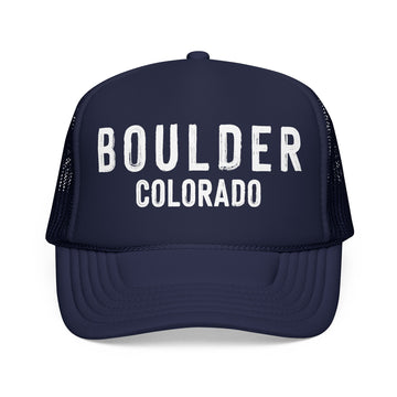Boulder, Colorado Trucker Hat - Foam Boulder Cap - Block Letter State