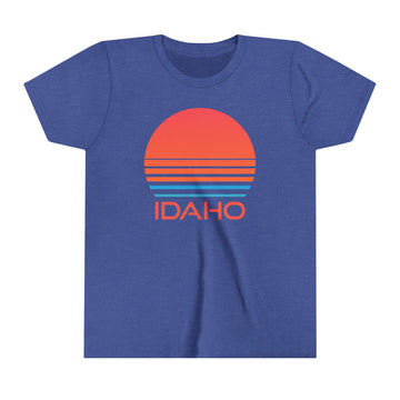 Buy heather-true-royal Idaho Youth Shirt - Retro 80s Idaho Kid's T-Shirt