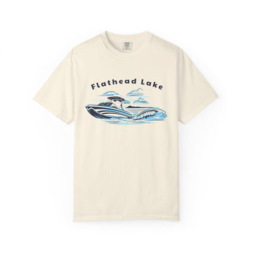 Flathead Lake T Shirt, Comfort Colors Cotton 100% Cotton Wakeboard Boat Tee - 0
