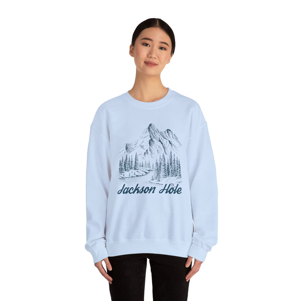 Jackson Hole, Wyoming Sweatshirt - Mountain Illustration Graphic Crewneck