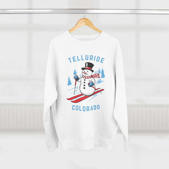 Premium Telluride, Colorado Skiing Snowman Sweatshirt