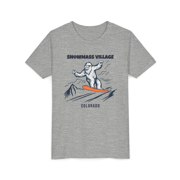 Snowmass Village, Colorado Yeti Snowboard Youth Tee - Kids Skiing Shirt