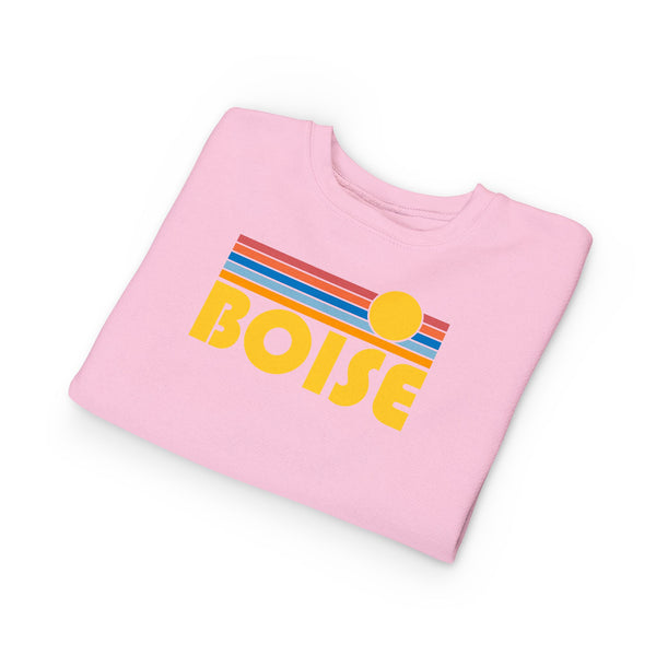 Boise, Idaho Toddler Sweatshirt - Retro Sun Boise Toddler Crewneck Sweatshirt