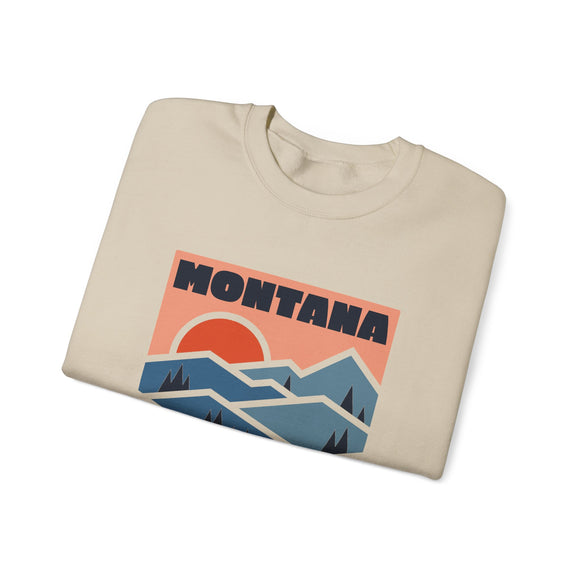 Montana Sweatshirt Retro Mountains, Montana Unisex Graphic Crewneck