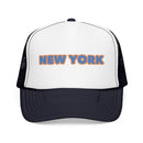 New York Foam Trucker Hat - Retro Orange & Blue City Patch-3